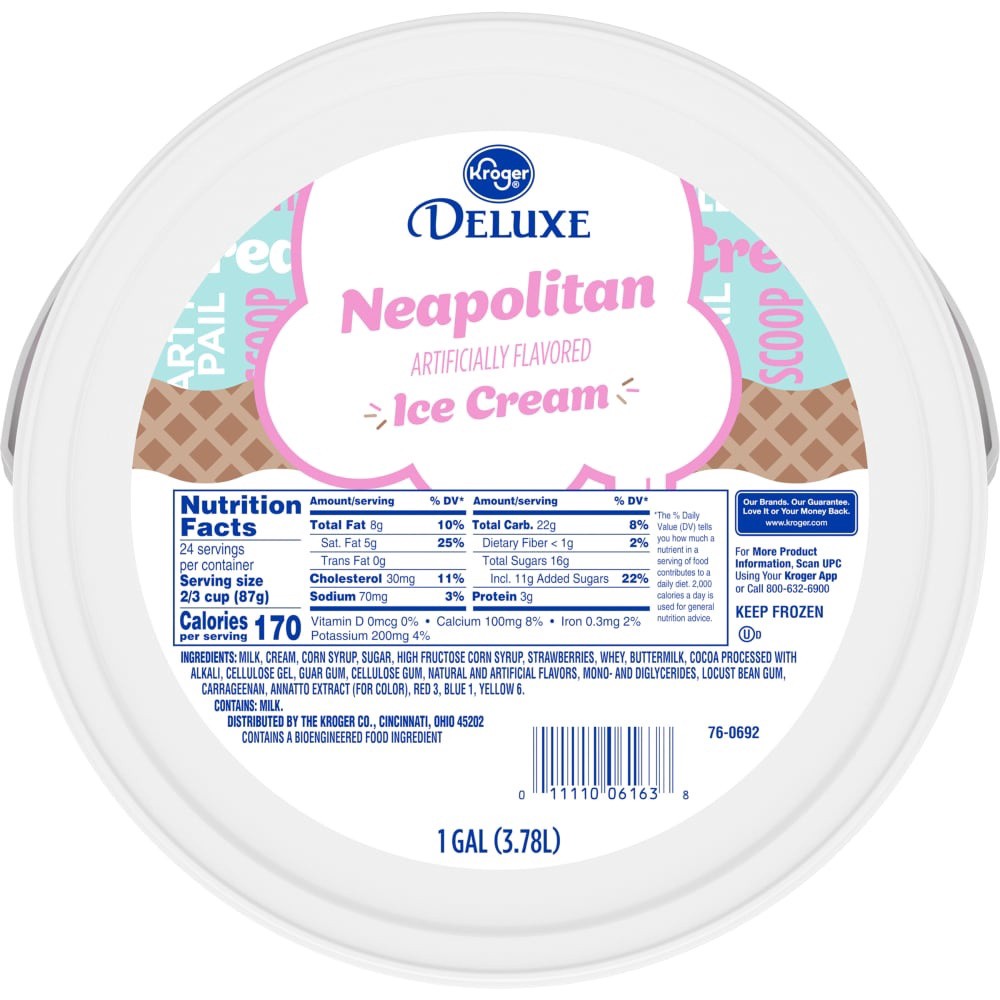 slide 2 of 4, Kroger Deluxe Party Pail Neapolitan Flavored Ice Cream Family Size, 1 gal