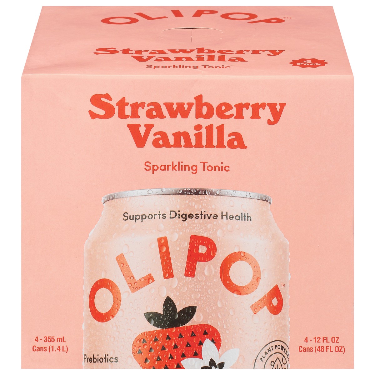 slide 1 of 55, OLIPOP Strawberry Vanilla Sparkling Tonic - 4ct/12 fl oz, 4 ct; 12 fl oz