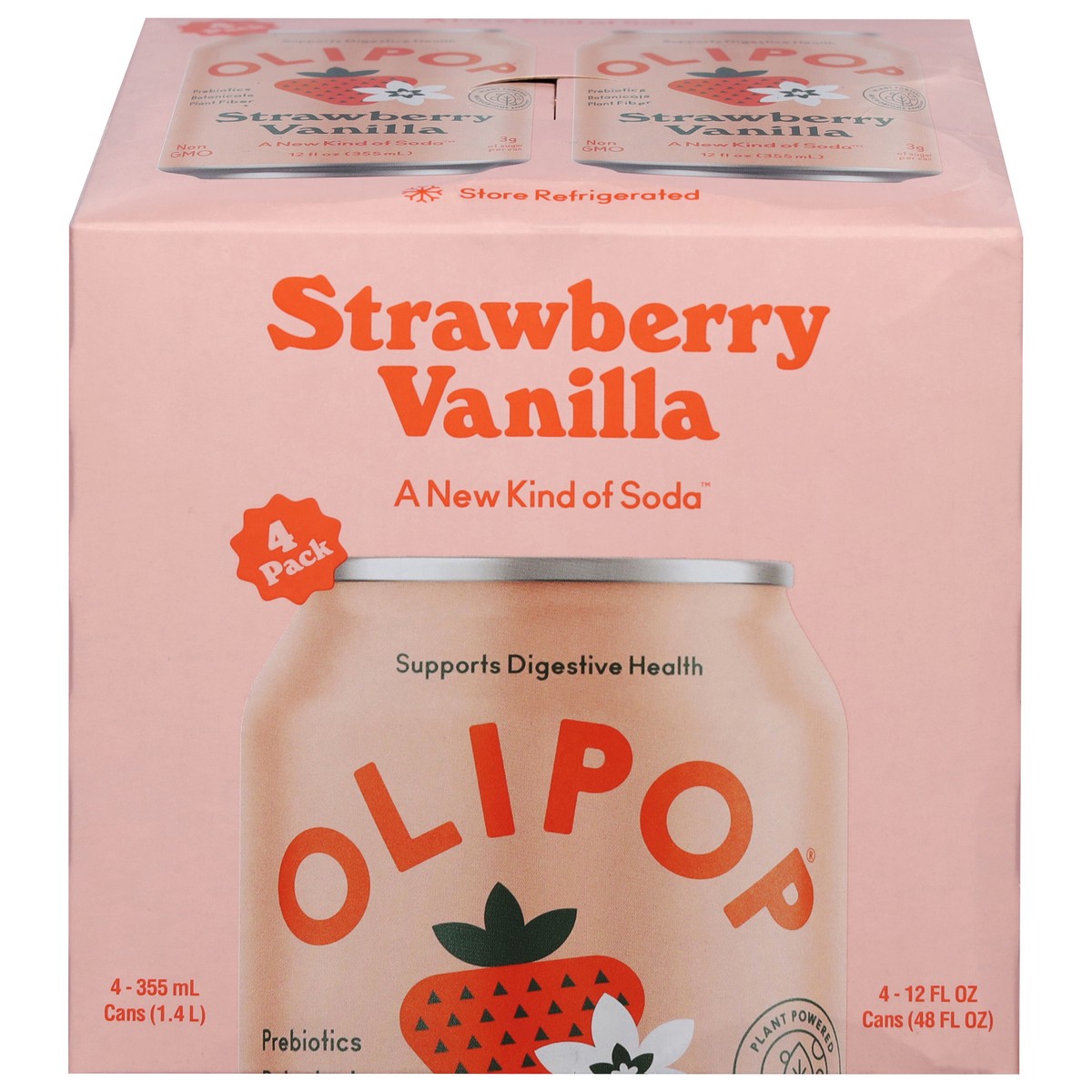 slide 1 of 55, Olipop Stawberry Vanilla Sparkling Tonic, 48 fl oz