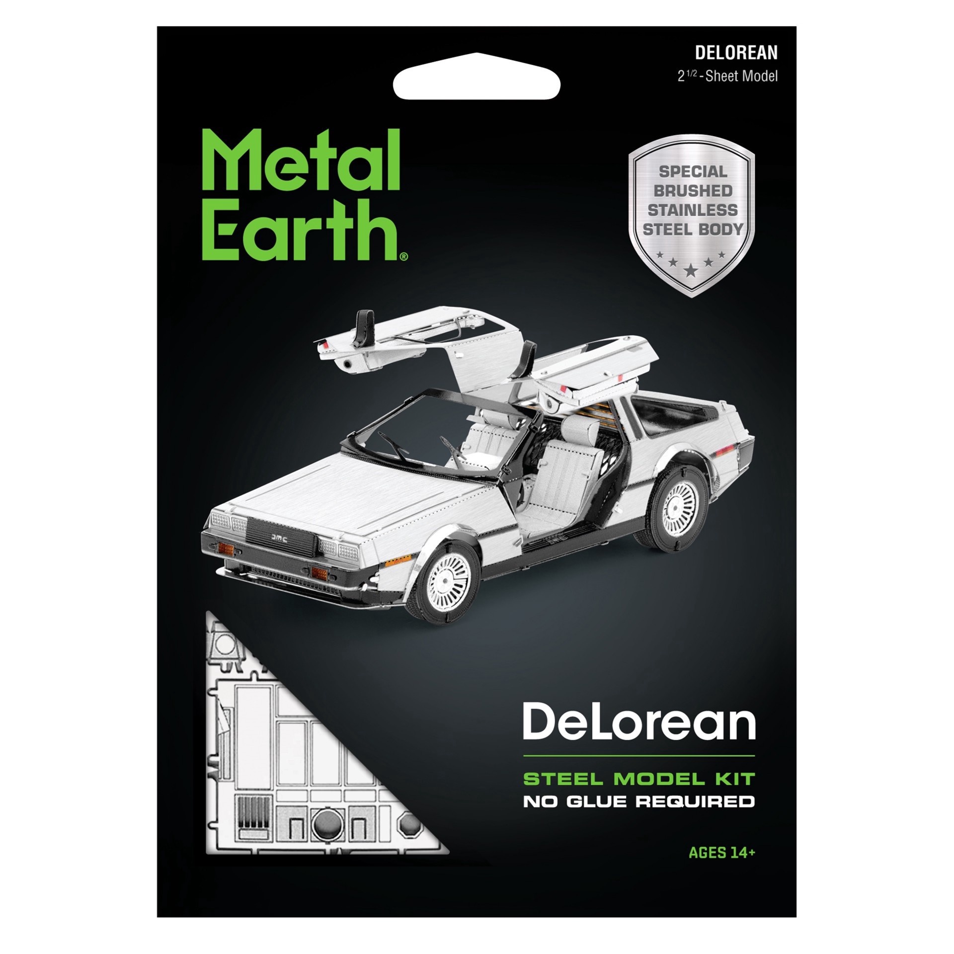 slide 9 of 15, Fascinations Metal Earth Delorean Steel Model Kit, 3.5 in x 1.25 in x 1.15 in