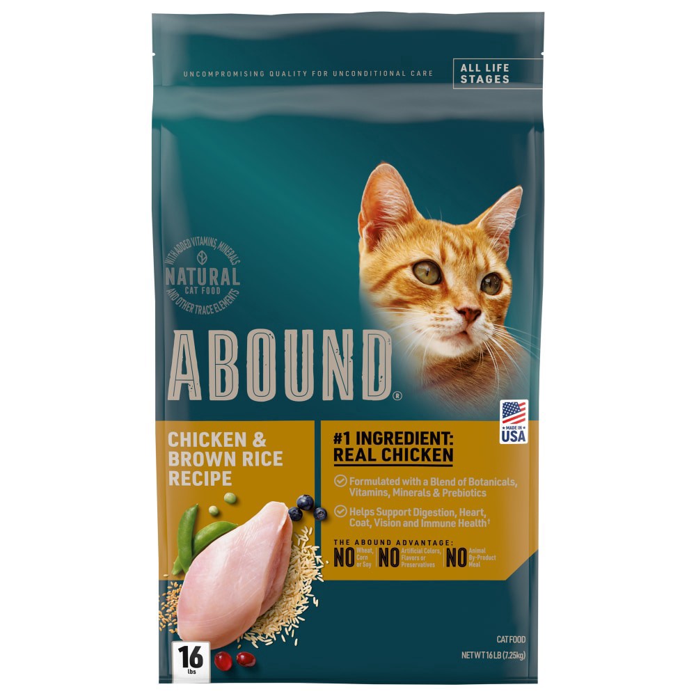 slide 4 of 5, Abound Chicken & Brown Rice Dry Cat Food, 16 lb