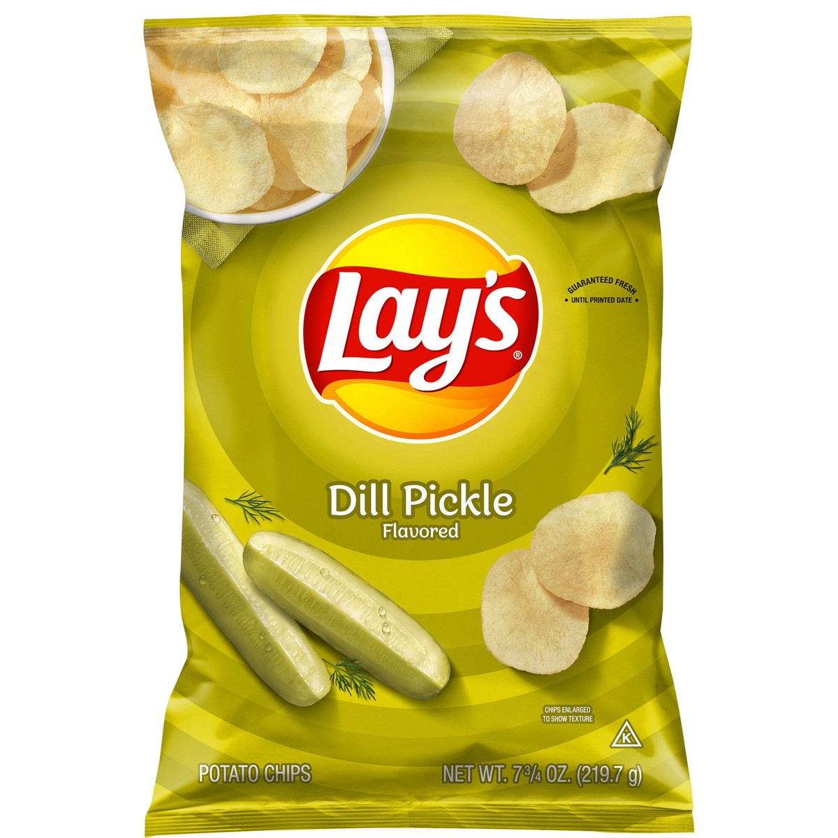 slide 1 of 9, Lay's Potato Chips Dill Pickle Flavored 7 3/4 Oz, 7.75 oz