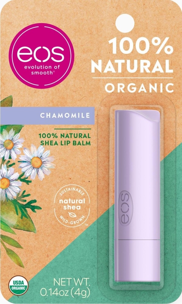 slide 1 of 1, eos 100% Natural Organic Chamomile Lip Balm, 0.14 oz