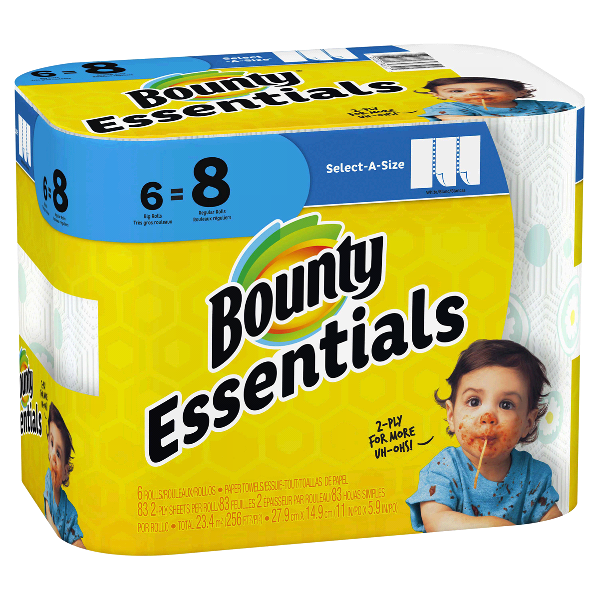 slide 3 of 3, Bounty Essentials Select-A-Size Big Rolls White Paper Towels, 6 ct
