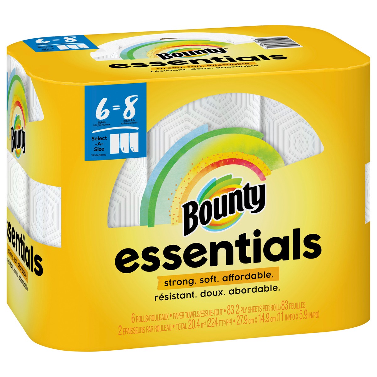 slide 4 of 7, Bounty Essentials Select-A-Size Paper Towels, White, 6 Big Rolls = 8 Regular Rolls, 6 Count, 6 ct