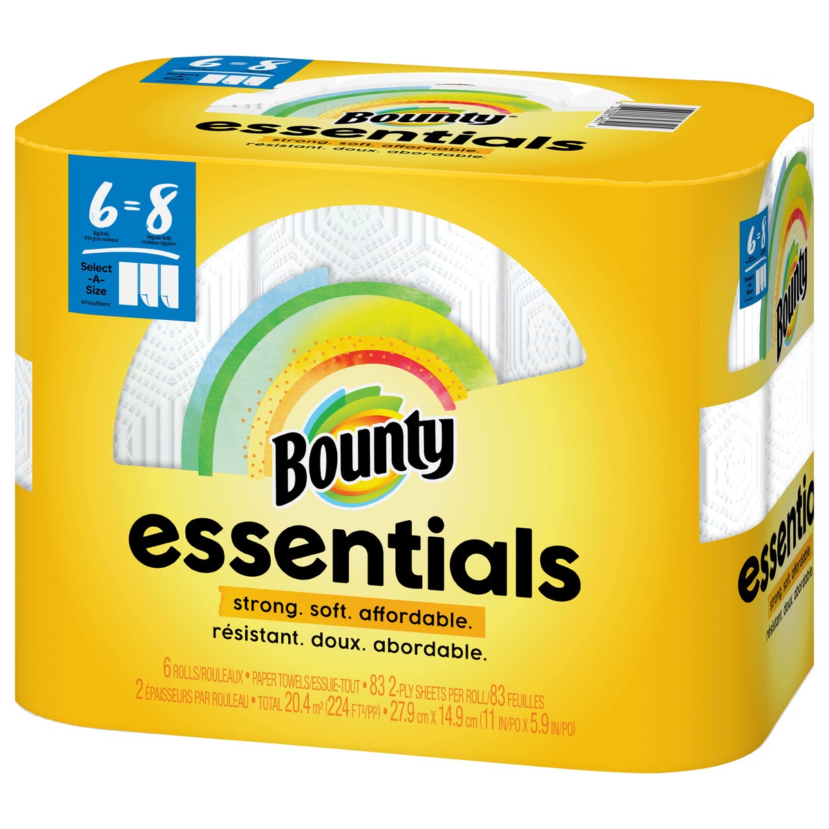 slide 5 of 7, Bounty Essentials Select-A-Size Paper Towels, White, 6 Big Rolls = 8 Regular Rolls, 6 Count, 6 ct