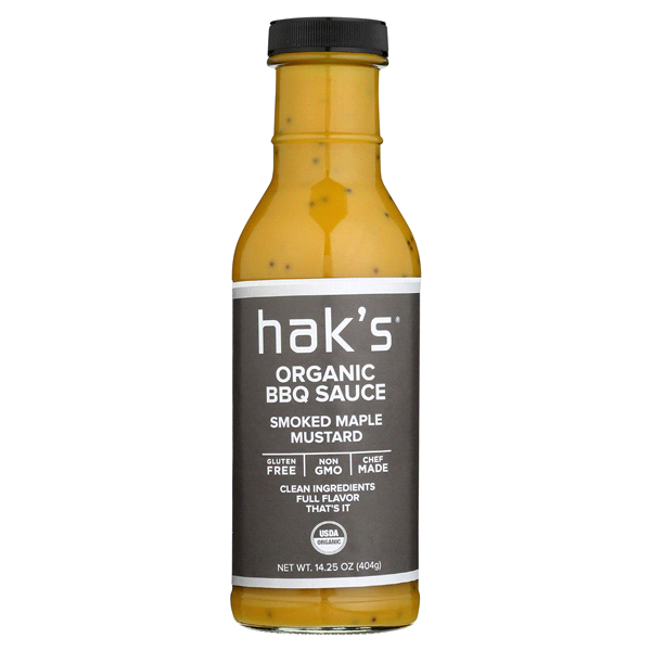 slide 1 of 1, Hak's Organic Smoked Maple Mustard BBQ Sauce, 14.25 oz