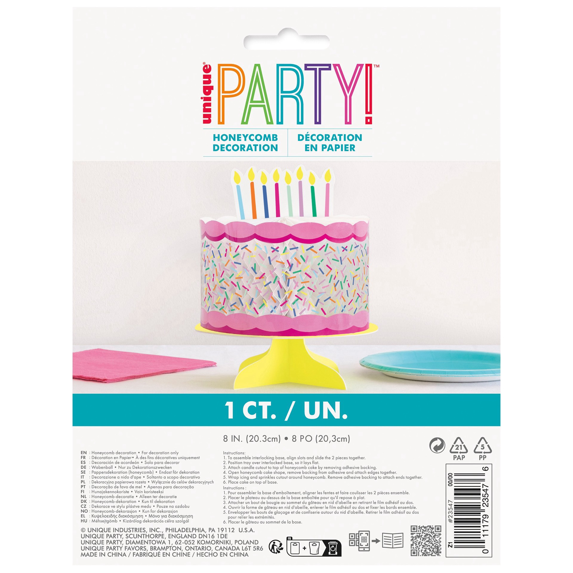 slide 1 of 1, Unique Pink Sprinkles Honeycomb Party Centerpiece, 1 ct