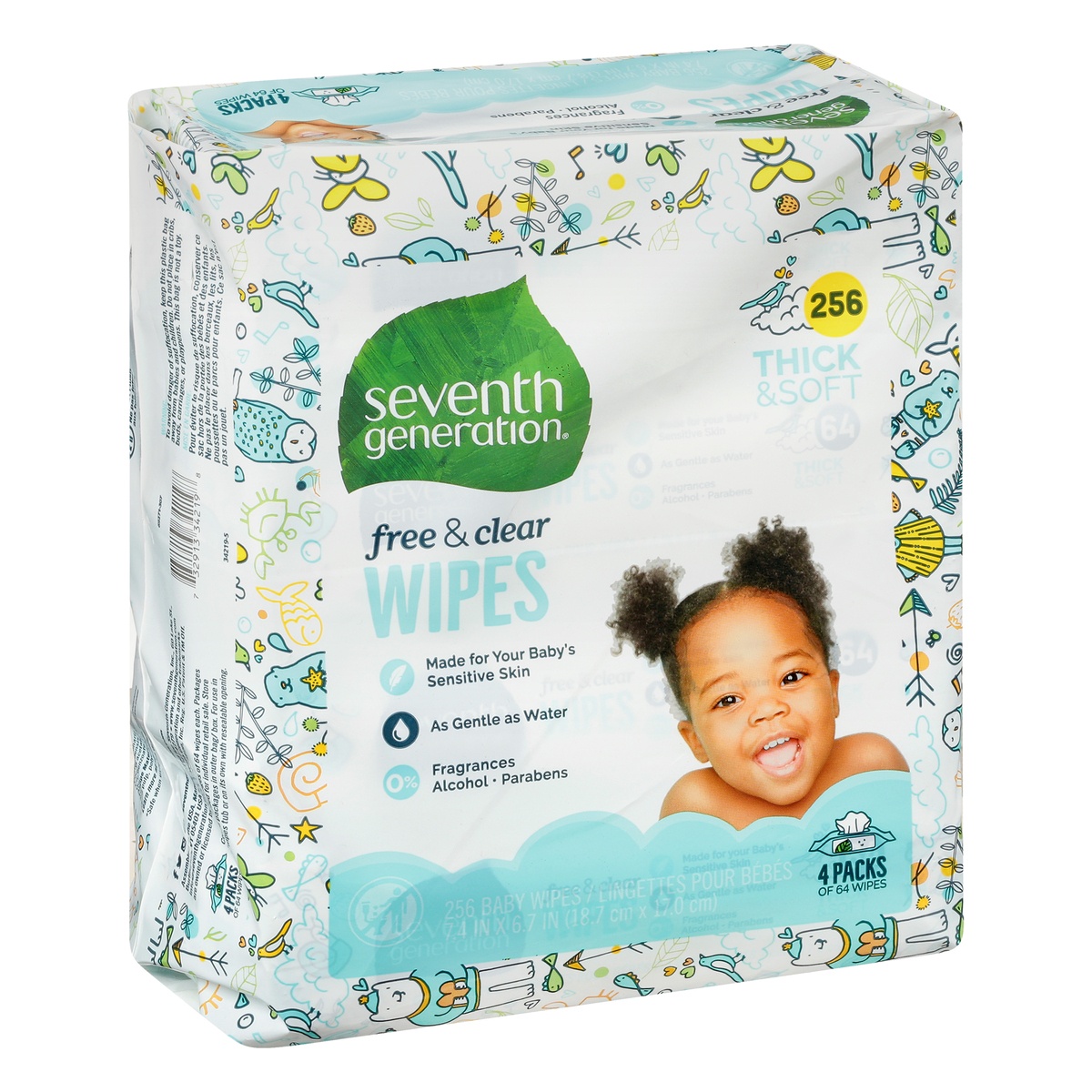 slide 2 of 9, Seventh Generation Thick & Soft Free & Clear Baby Wipes 4 ea, 4 ct