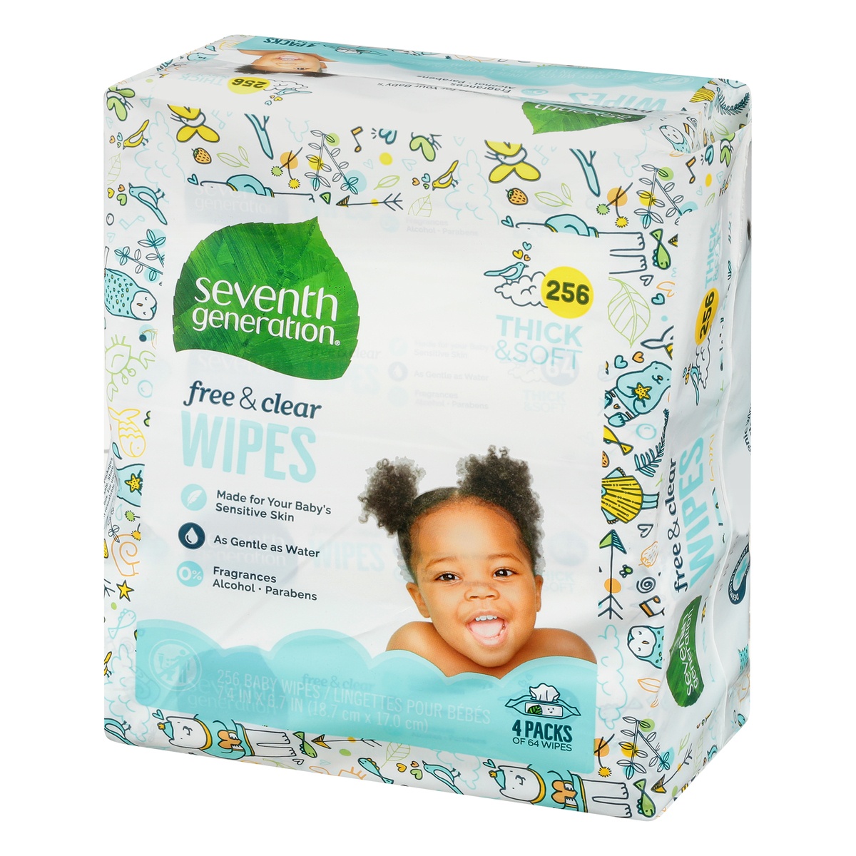 slide 3 of 9, Seventh Generation Thick & Soft Free & Clear Baby Wipes 4 ea, 4 ct