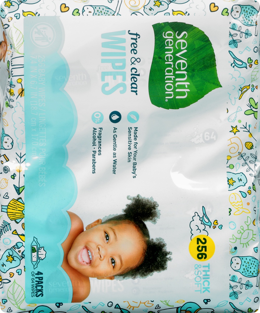 slide 4 of 9, Seventh Generation Thick & Soft Free & Clear Baby Wipes 4 ea, 4 ct