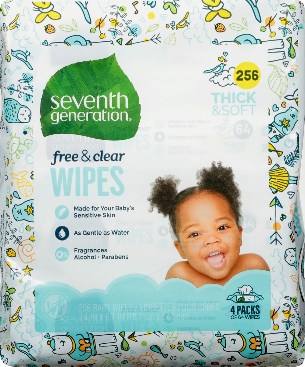 slide 6 of 9, Seventh Generation Thick & Soft Free & Clear Baby Wipes 4 ea, 4 ct