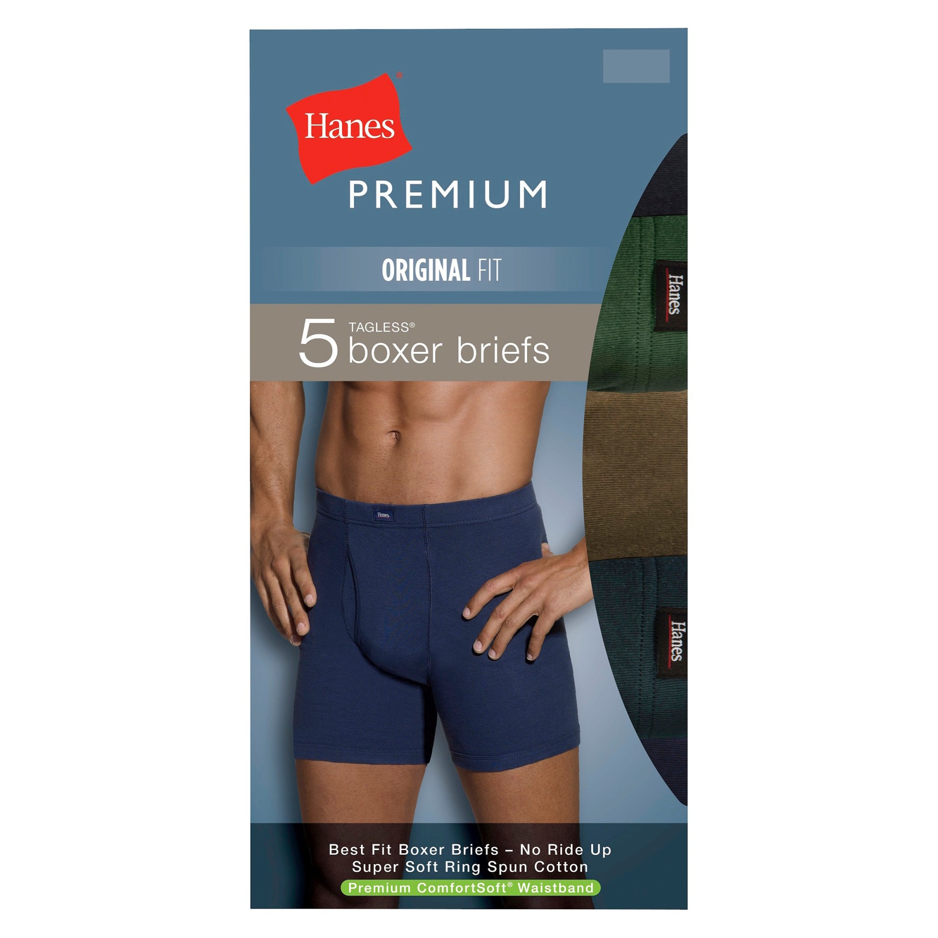 slide 1 of 2, Hanes Premium Hanes Men's Premium Comfort Soft Waistband 5pk Boxer Briefs - Colors May Vary M, 1 ct