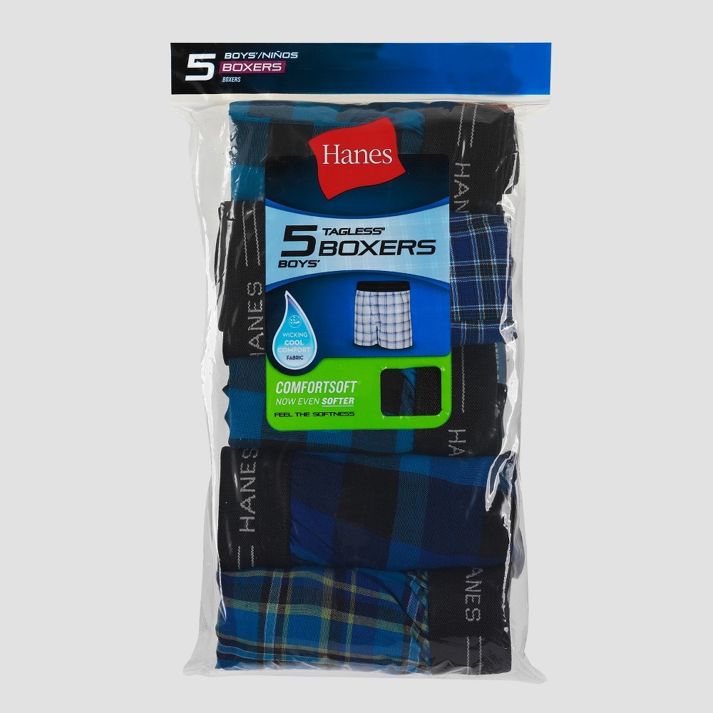 slide 2 of 3, Hanes Boys' 4+1 Bonus Pack X-Temp Boxer Briefs - Colors Vary L, 5 ct