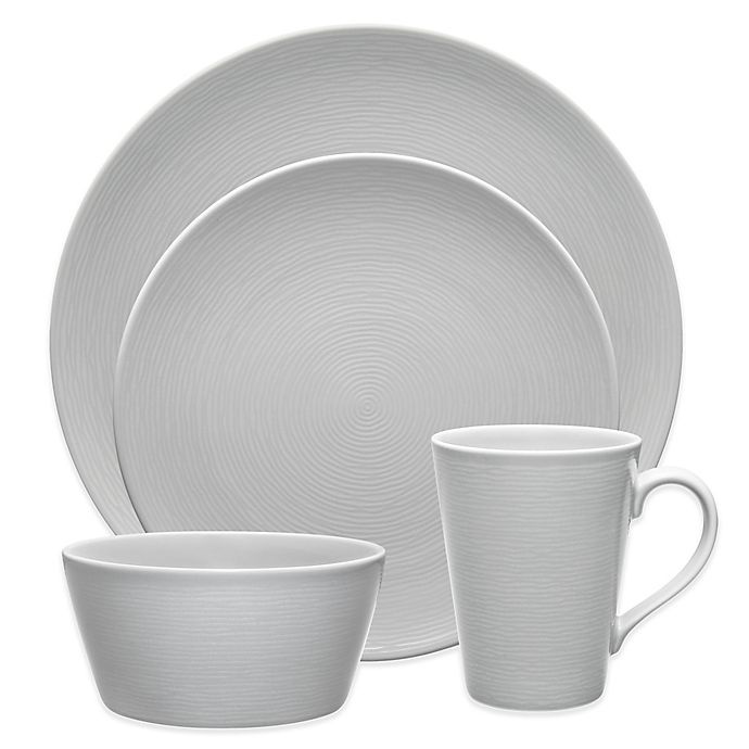 slide 1 of 1, Noritake Grey on Grey Swirl Round Place Setting, 4 ct