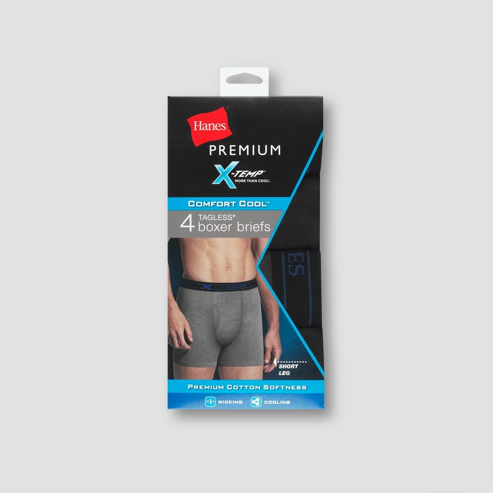 slide 2 of 2, Hanes Premium Men's X-Temp Shorts Leg Boxer Briefs 4pk - Colors May Vary XL, 1 ct