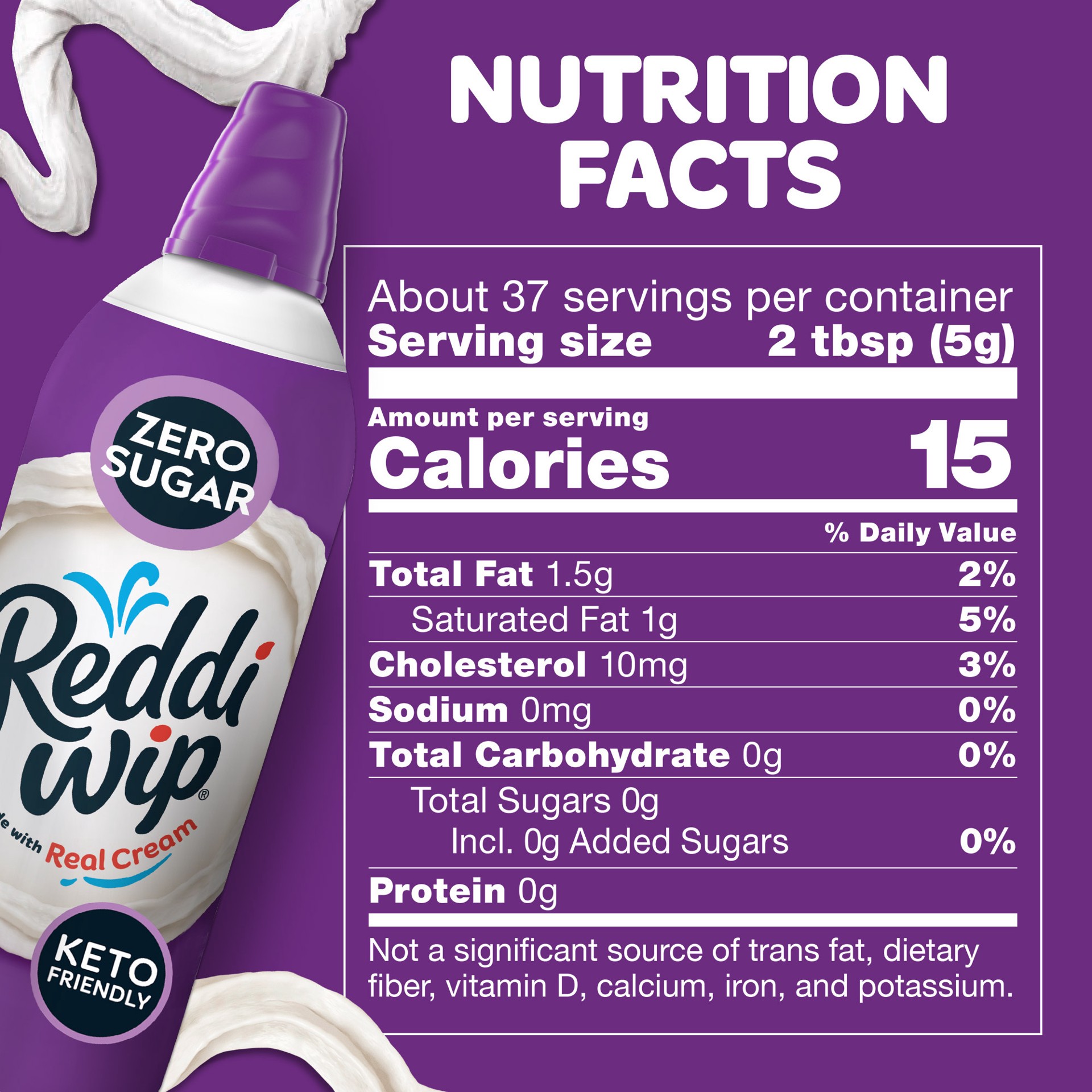slide 2 of 5, Reddi-wip Zero Sugar Dairy Whipped Topping 6.5 oz, 6.5 oz