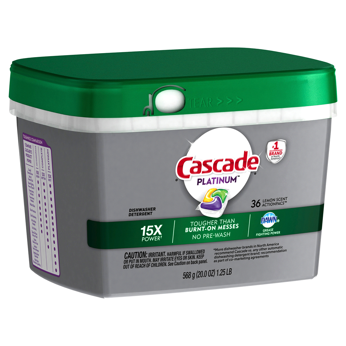 slide 6 of 6, Cascade Platinum ActionPacs Dishwasher Detergent, Lemon Scent, 36 ct