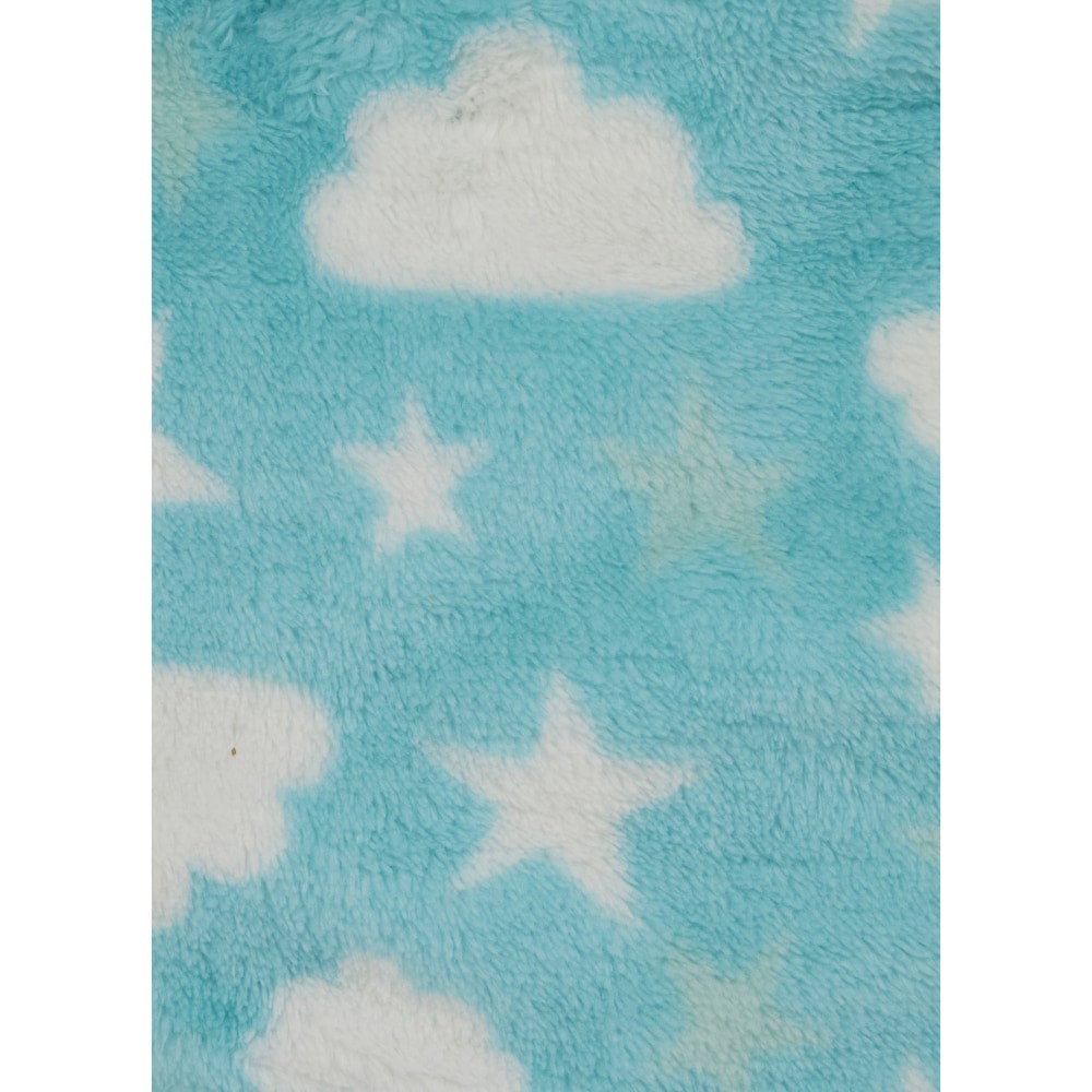 slide 4 of 4, Cutie Pie Cloud Print Plush Baby Blanket - Blue, 1 ct