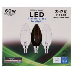 Green Watt B10 60-Watt Clear E12 LED Light Bulbs - Daylight