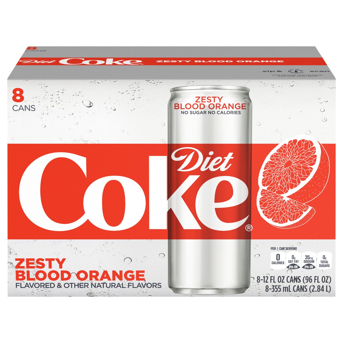 slide 1 of 7, Diet Coke Zesty Blood Orange - 8 CT, 96 fl oz