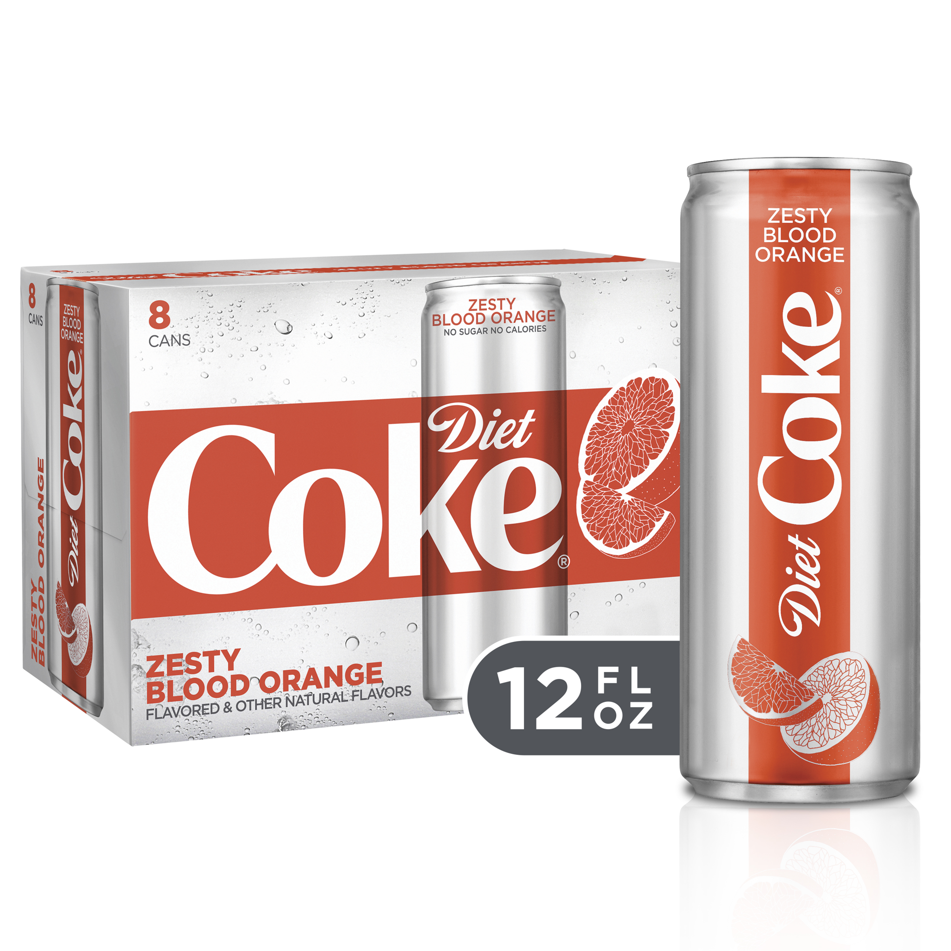 slide 1 of 7, Diet Coke Zesty Blood Orange Soda Soft Drink- 96 fl oz, 96 fl oz