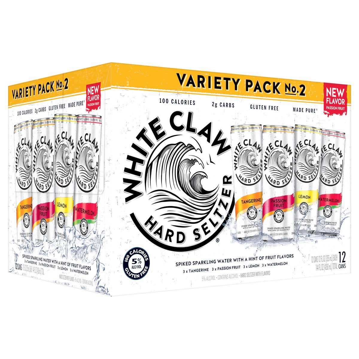 slide 2 of 7, White Claw Hard Seltzer Variety Pack No. 2, 12 Pack, 12 fl oz Cans, 5% ABV, 12 fl oz