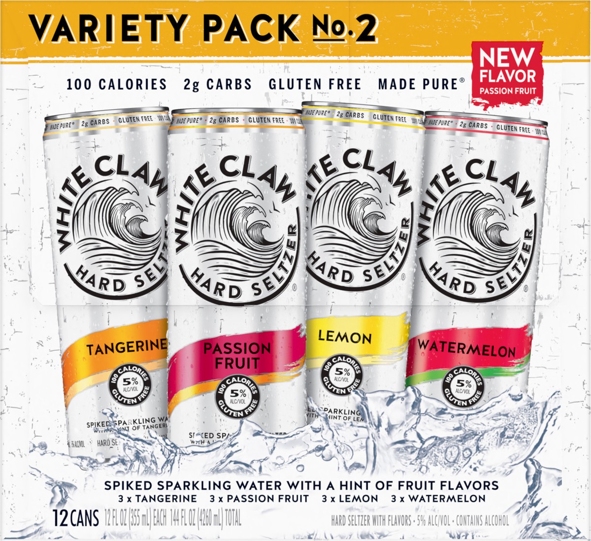 slide 4 of 7, White Claw Hard Seltzer Variety Pack No. 2, 12 Pack, 12 fl oz Cans, 5% ABV, 12 fl oz