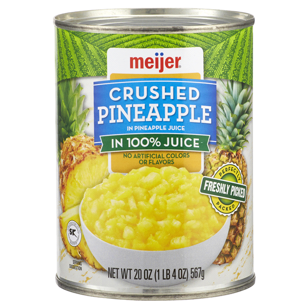 slide 1 of 1, Meijer Crushed Pineapples In Pineapple Juice, 20 oz