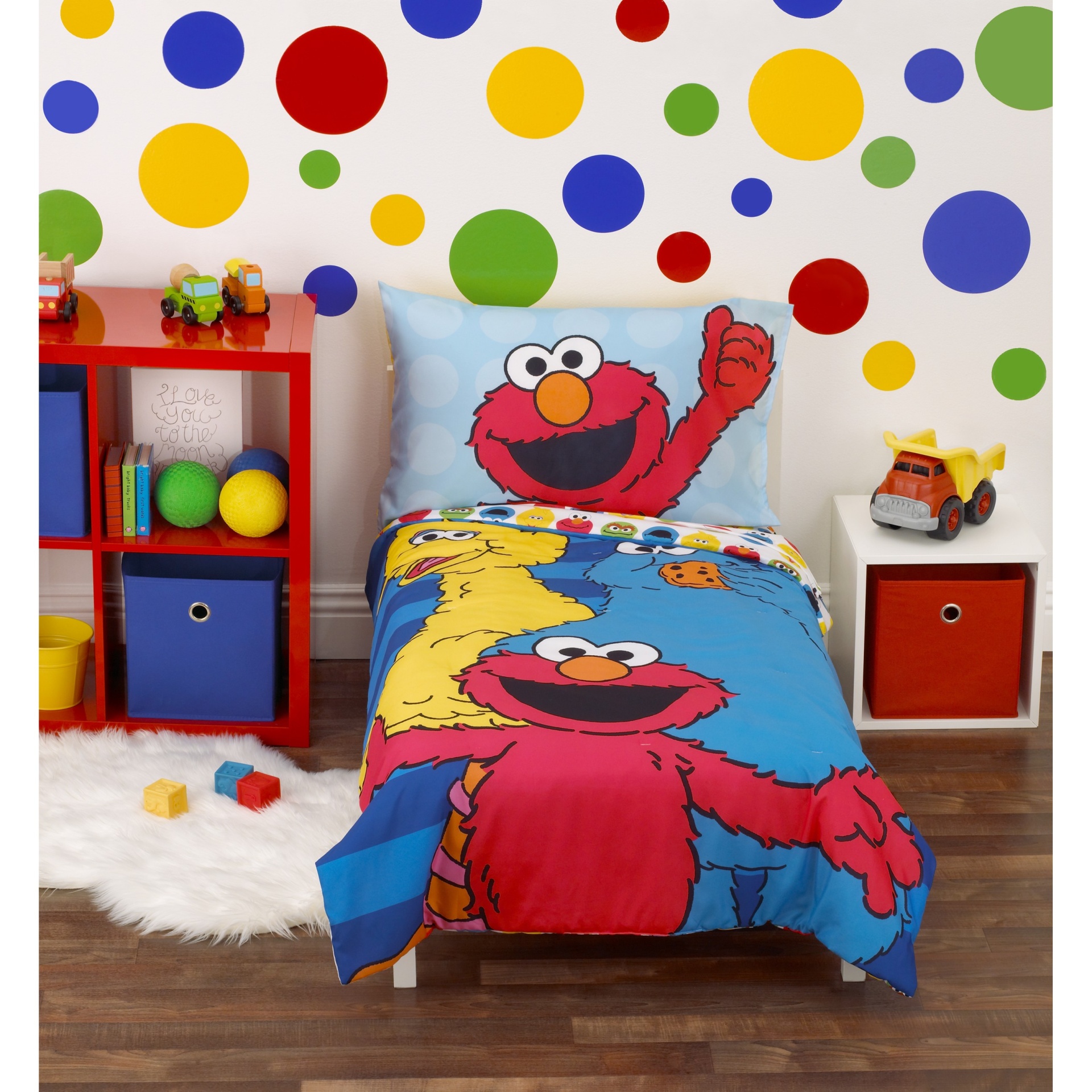 slide 1 of 6, Sesame Street Toddler Bedding Set Blue, 4 ct