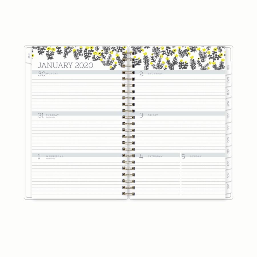 slide 3 of 4, Blue Sky Egg Press Weekly/Monthly Planner, 5'' X 8'', Yellow Wildflower, January To December 2020, 1 ct