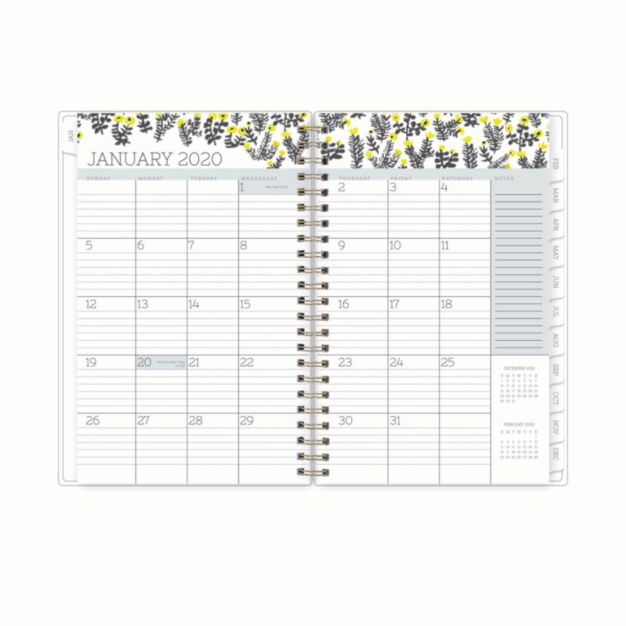 slide 4 of 4, Blue Sky Egg Press Weekly/Monthly Planner, 5'' X 8'', Yellow Wildflower, January To December 2020, 1 ct