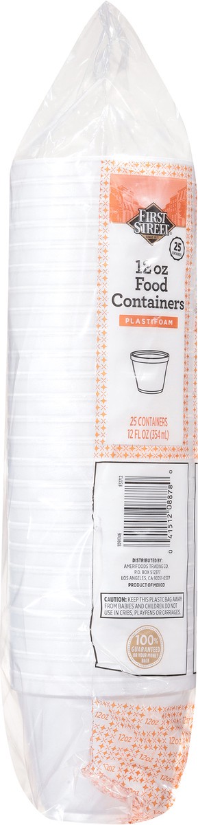 slide 6 of 12, Cb02 First Street Food Container Foam White 12 Oz (BULK), 25 ct