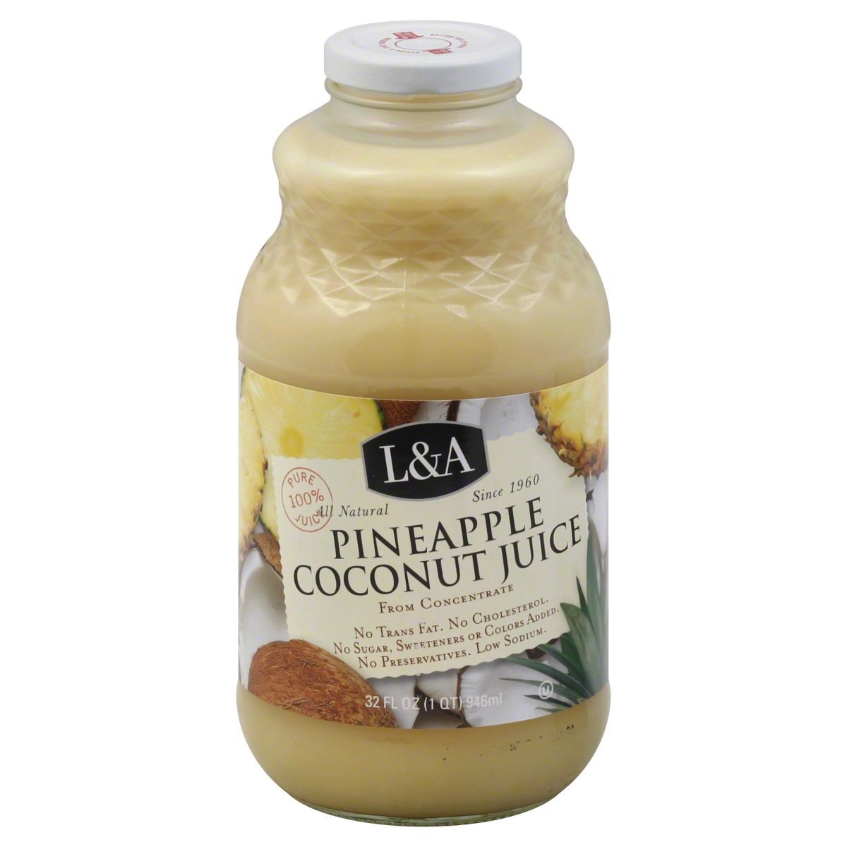 slide 1 of 1, L&A Pineapple Coconut Juice, 32 fl oz