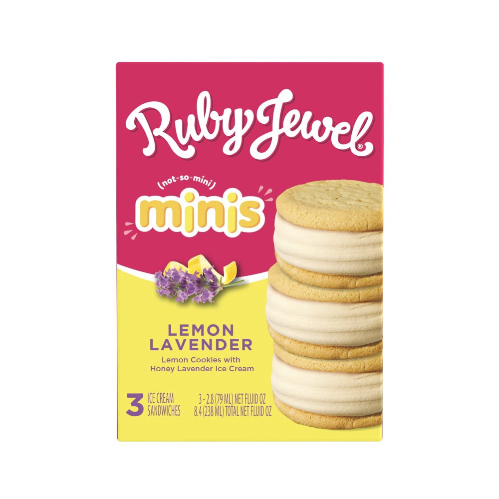 slide 1 of 1, Ruby Jewel® Lemon and Honey Lavender Mini Ice Cream Sandwiches, 3 ct / 2.8 fl oz