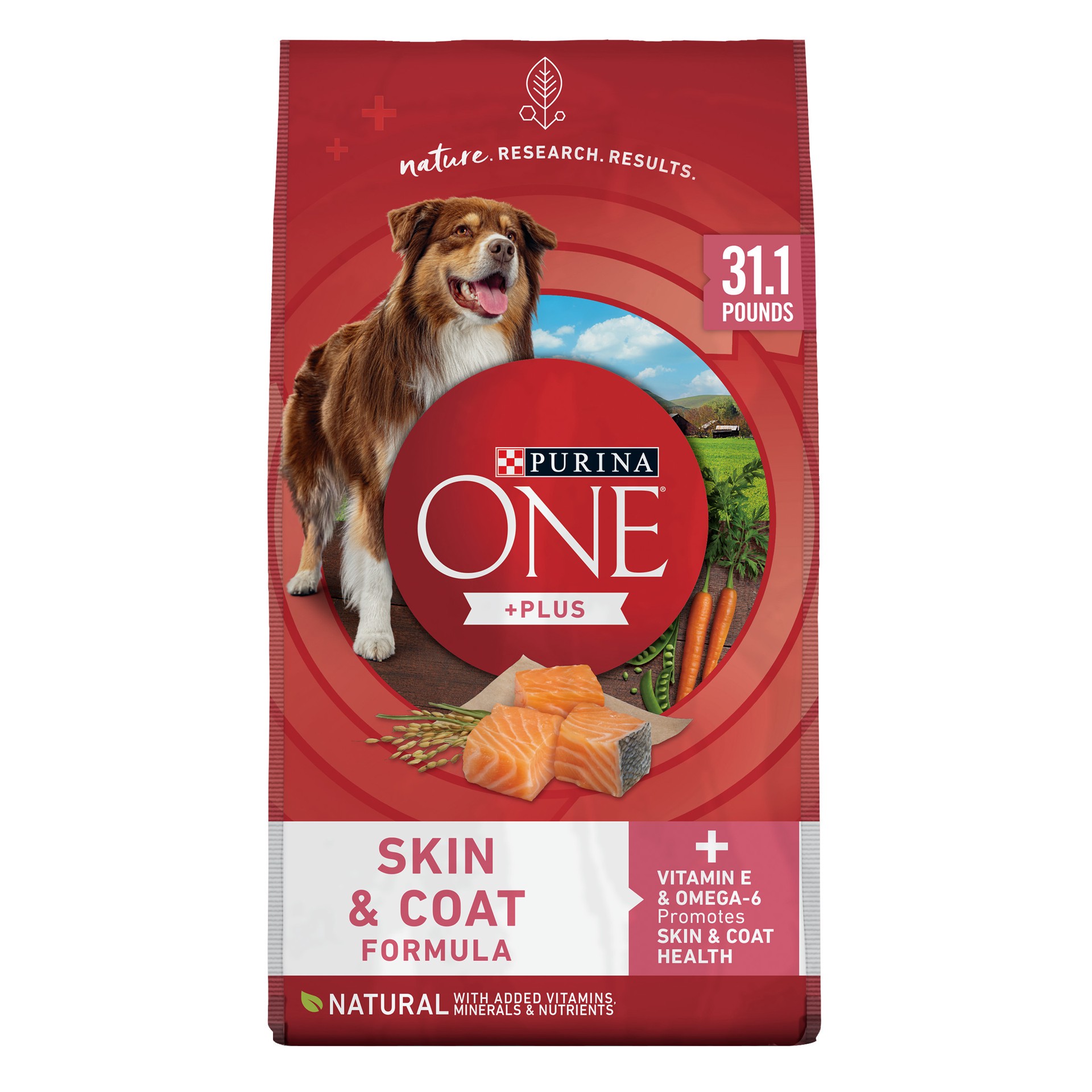 slide 1 of 8, ONE Purina ONE Natural, Sensitive Stomach Dry Dog Food, +Plus Skin & Coat Formula, 31.1 lb