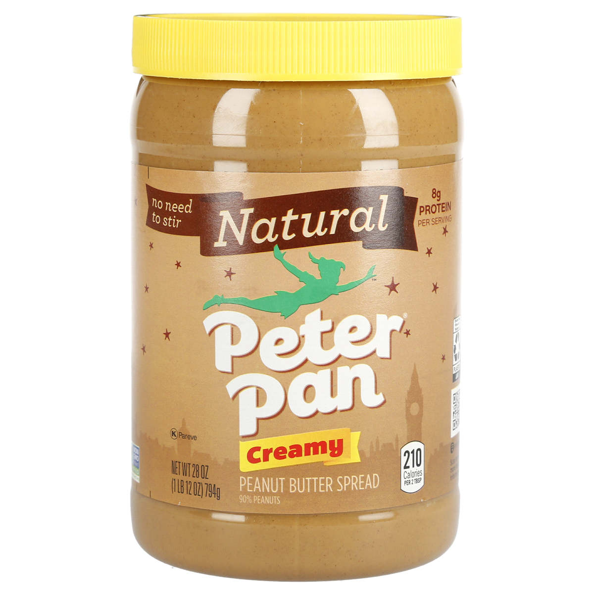 slide 1 of 1, Peter Pan 100% Natural Peanut Butter Spread Creamy, 28 oz