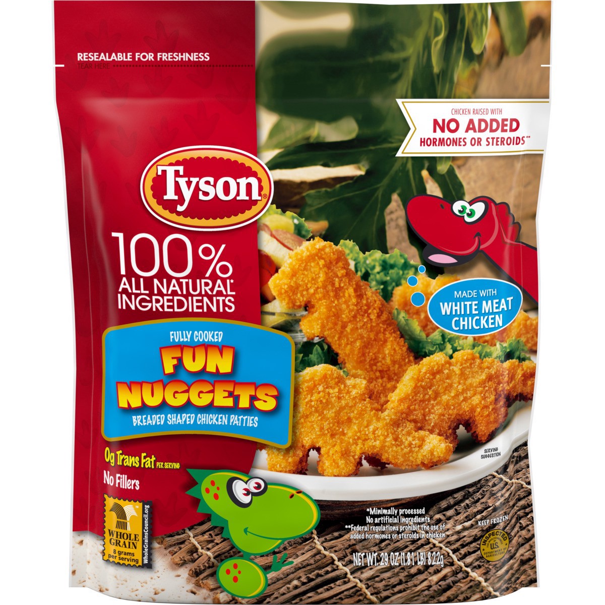 slide 3 of 10, Tyson Fully Cooked Frozen Fun Chicken Nuggets, 29 oz