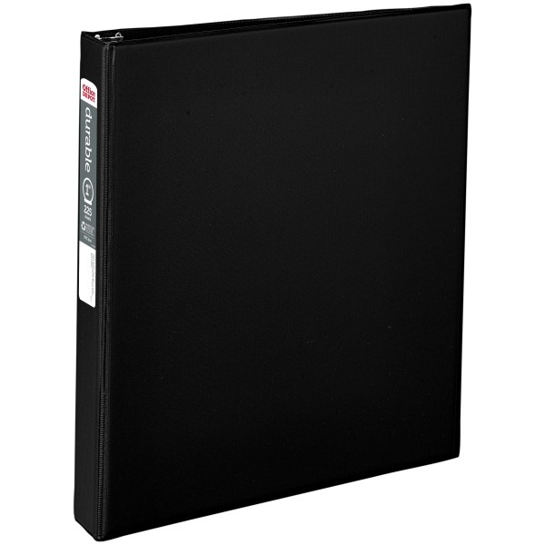 slide 1 of 5, Office Depot Brand Nonstick Round-Ring Binder, 1'' Rings, 64% Recycled, Black, 1 ct