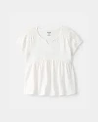 Oshkosh Girls Peplum Short-Sleeve Top - White - Size 4
