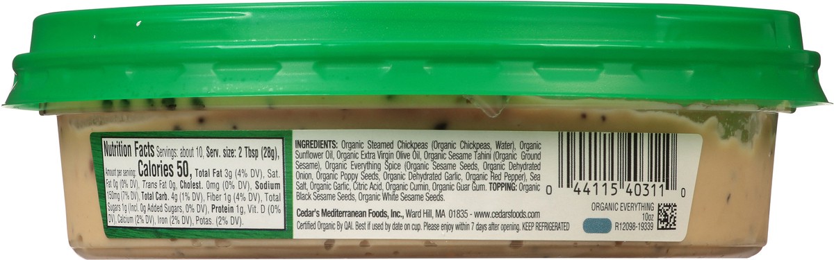 slide 4 of 14, Cedar's Foods Topped Organic Everything Hummus, 10 oz