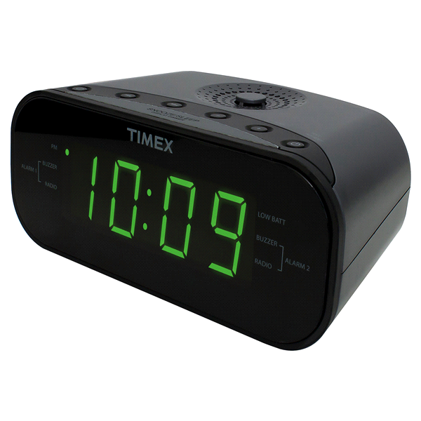 slide 1 of 1, Timex T231 AM/FM Dual Alarm Clock Radio With 1.2 Green Display and Line-in Jack, Black, 1 ct