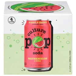 Culture Pop Probiotic Soda, Watermelon Lime & Rosemary - 4 pk 12 fl oz
