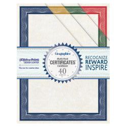 slide 1 of 2, Geographics Traditional Awards Certificates - 60 Lb Basis Weight - 8.5"" X 11"" - Inkjet Compatible - White With Multicolor Border - Card Stock - 40 / Pack, 1 ct