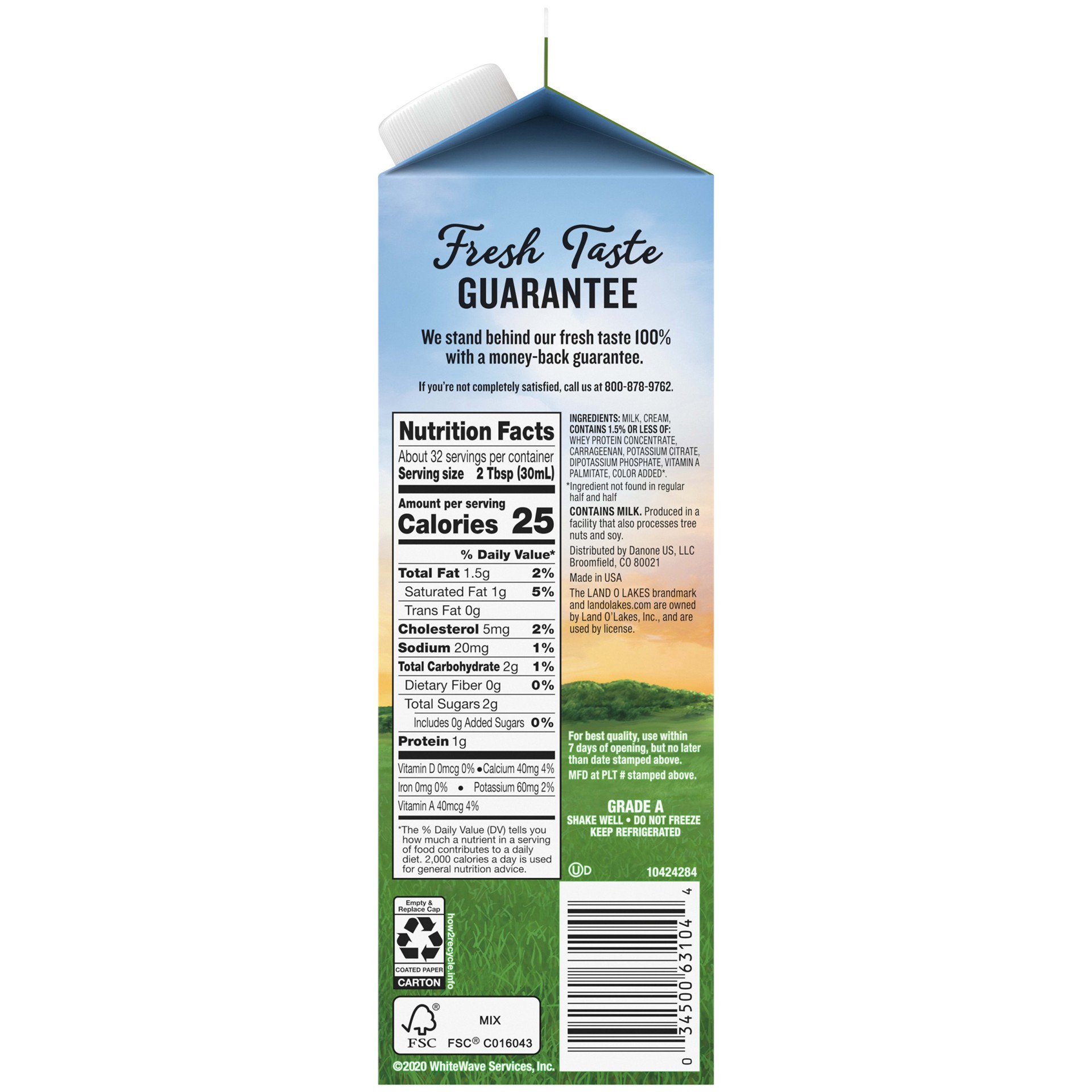 slide 4 of 10, Land O'Lakes Lowfat Half & Half, 1 Quart, 946 ml