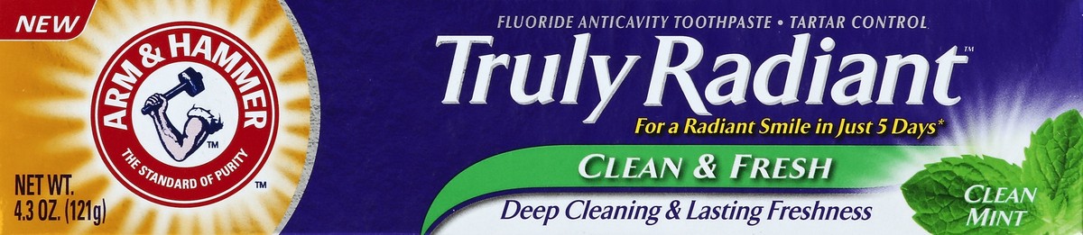 slide 2 of 4, ARM & HAMMER Truly Radiant Toothpaste - Clean & Fresh, 4.3 oz