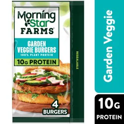 MorningStar Farms Plant Based Veggie Burgers, Vegan Meat, Garden Veggie, 4 Count