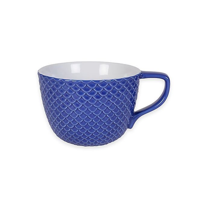 slide 1 of 1, Everyday White by Fitz and Floyd Bistro Blue Scallop Texture Soup Mug, 1 ct