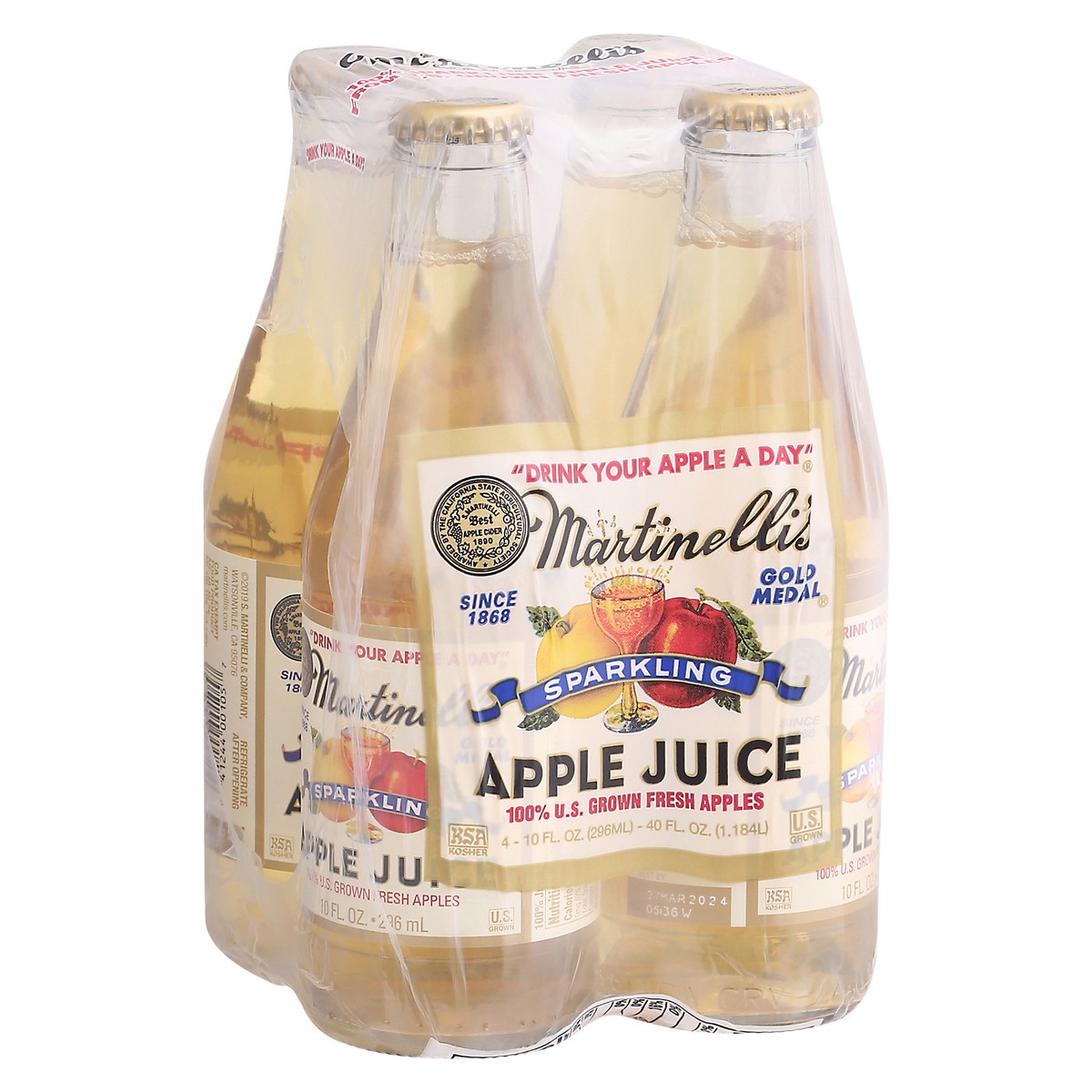 slide 3 of 14, Martinelli's Gold Medal Sparkling Apple Juice, 4 ct; 10 fl oz