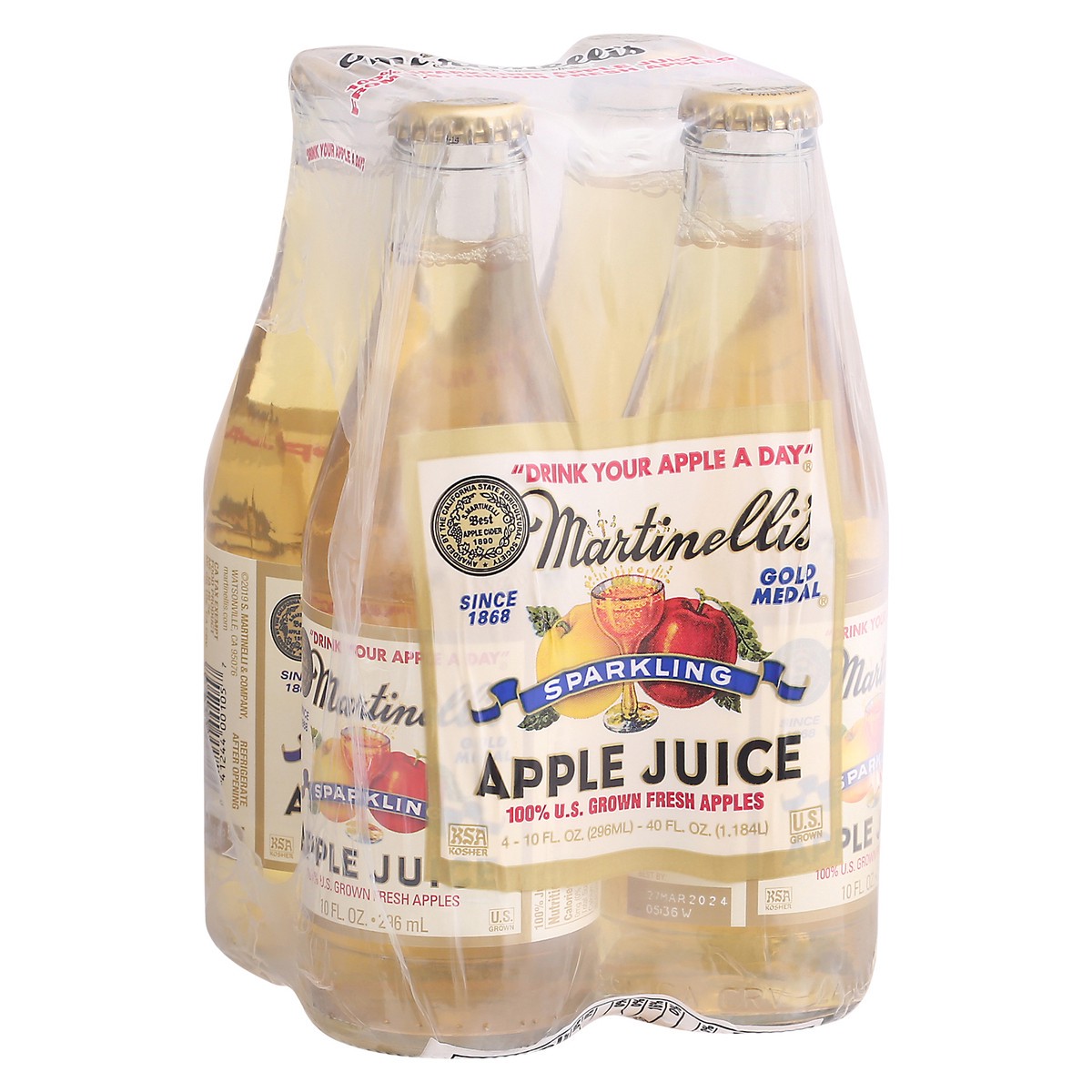 slide 6 of 14, Martinelli's Gold Medal Sparkling Apple Juice - 4 ct; 10 fl oz, 4 ct; 10 fl oz